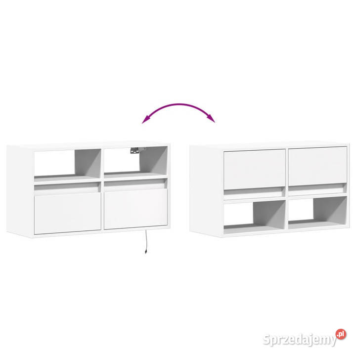 Ścienna szafka TV z LED biała 80x31x45 WM852327