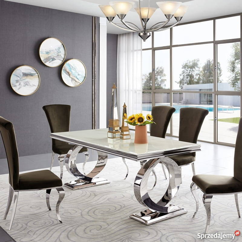 Stół glamour Buffalo 180x90x75 blat szklany Warszawa