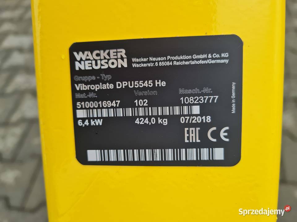 Zagęszczarka rewersyjna 424 Wacker Neuson DPU Dąbrowa Tarnowska