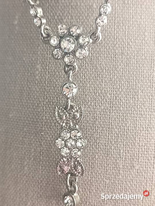 BIŻUTERIA NASZYJNIK kolor srebrny kwiatki z Zamość