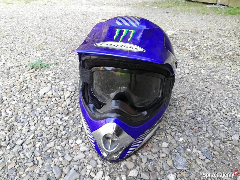 Kask Cross Enduro Monster Gogle kaski Komańcza