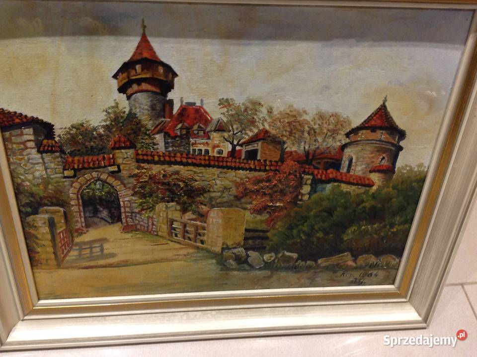 Pięny Stary Obraz Olejny w Ramie Sygnowany Nowa Sól sprzedam