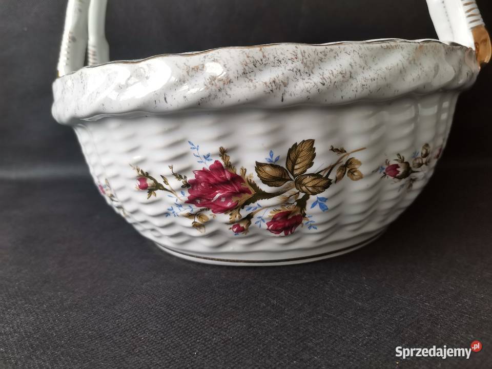Stary duży koszyczek koszyk Iwona Róża ceramika Porcelana i szkło Katowice