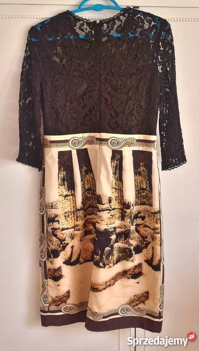 Nowa sukienka elegancka 40 L czarna koronka kolorowy Szczecin