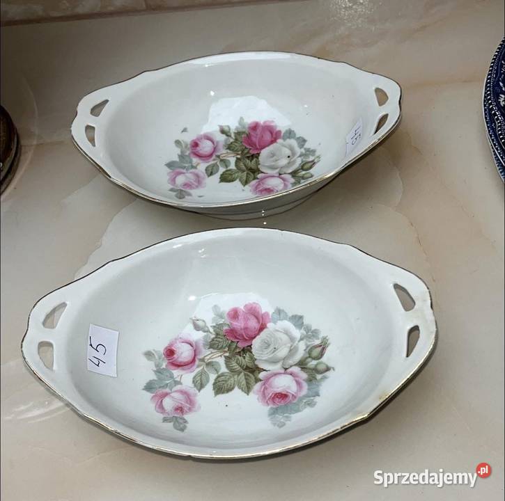 2 Porcelanowe miseczki paterki Owalne Z różami pomorskie Gdańsk sprzedam