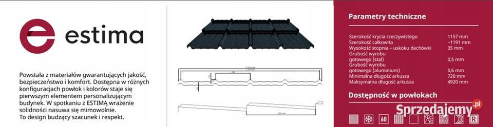 Blachodachówka modułowa ESTIMA Aluminium śląskie Kłobuck