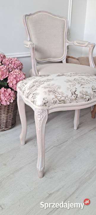Stylowa pufa taboret fotel len Shabby Chic Szczecin