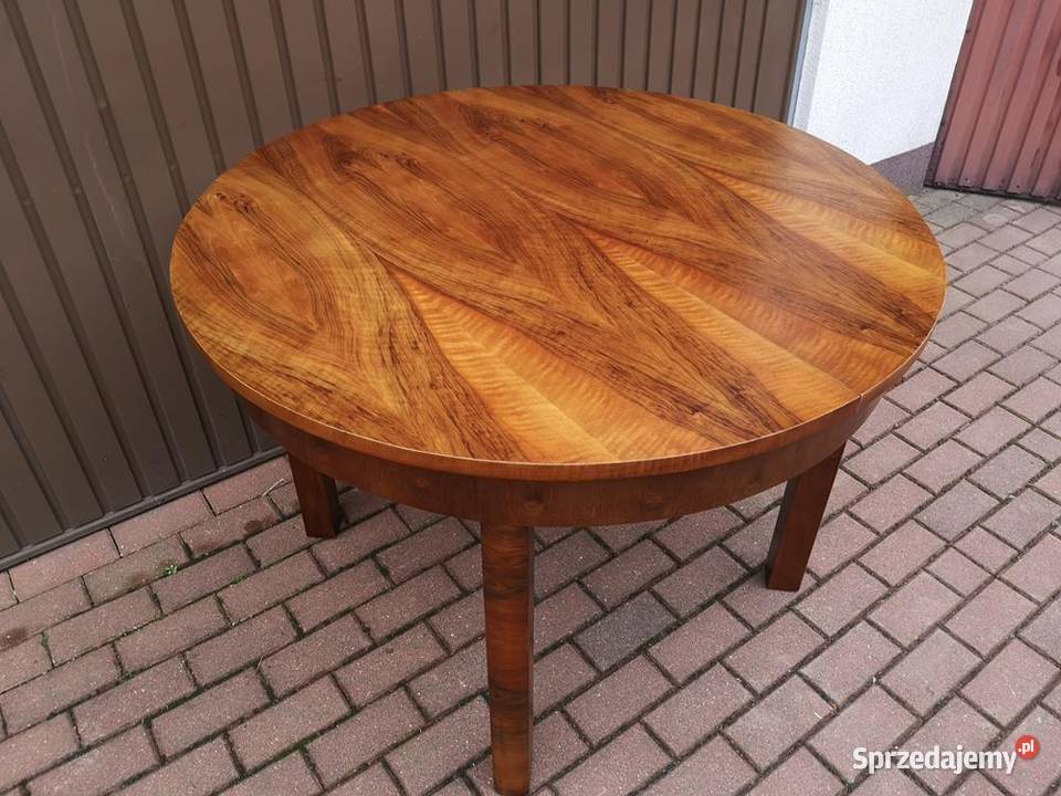 Stół ArtDeco Okrągły Orzech Zgrabny Antyk Stary Swarzędz sprzedam