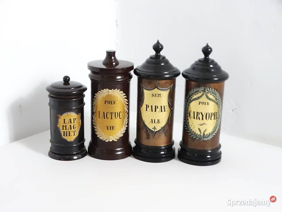 Unikatowe Puzdra Apteczne Drewno Toczone XIX w sprzedam