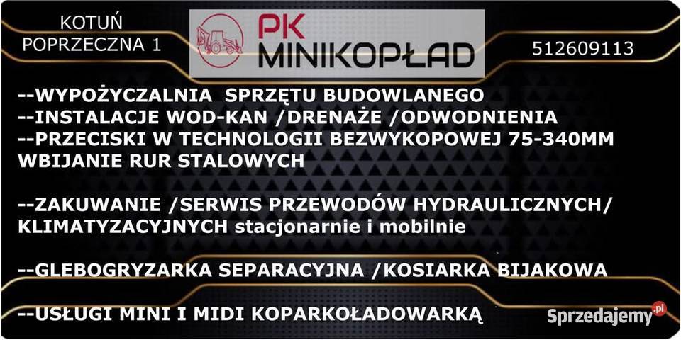 MINIKOPŁAD oczyszczalnie minikoparka ogrody