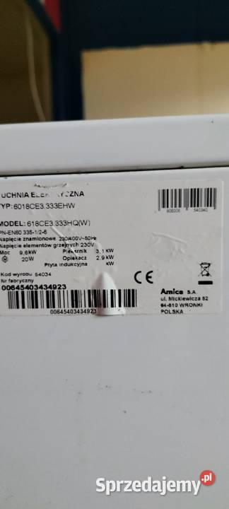 Kuchnia walostojaca elektryczna Pabianice