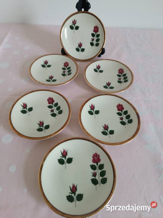 Małe talerzyki z różą porcelana Winterling Gorlice