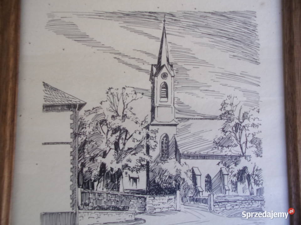 Ładna stylowa rycina wykonana piórkiem w Warszawa