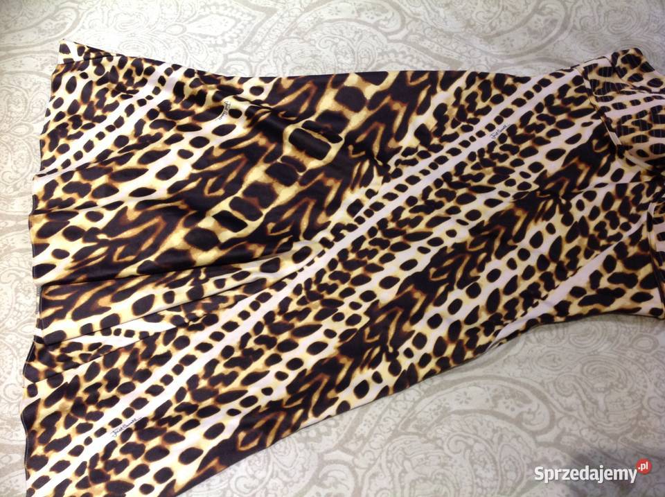 Sukienka Panterka Satynowa Roberto Cavalii 3840 żółty/złoty Spódnice i sukienki lubuskie Nowa Sól