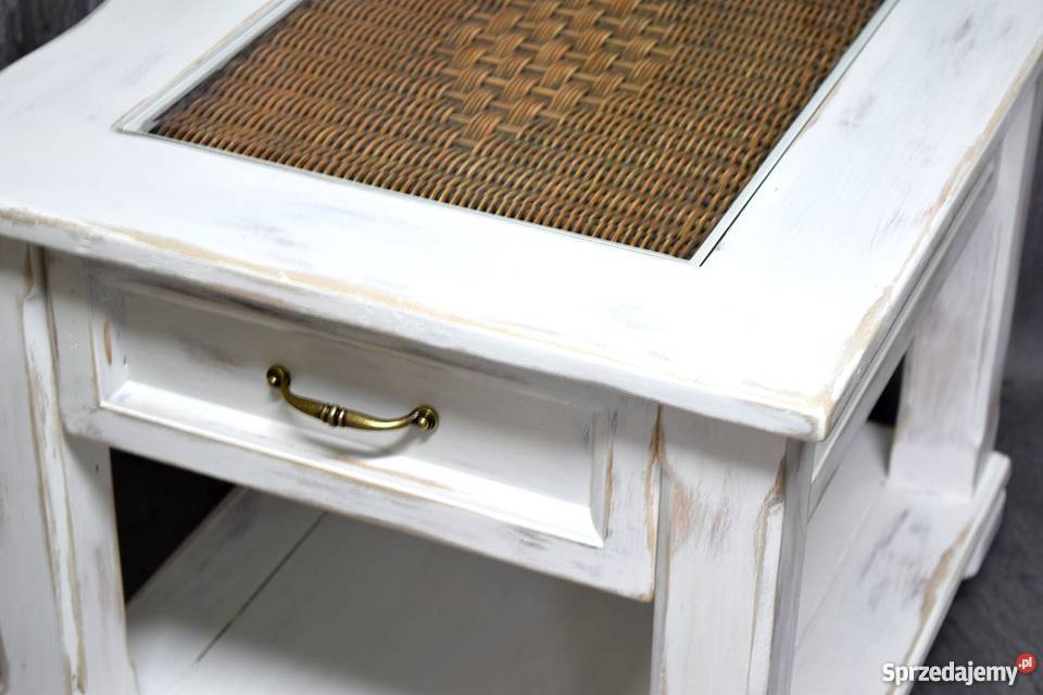 Biały prowansalski stolik kawowy 58cm Lublin sprzedam
