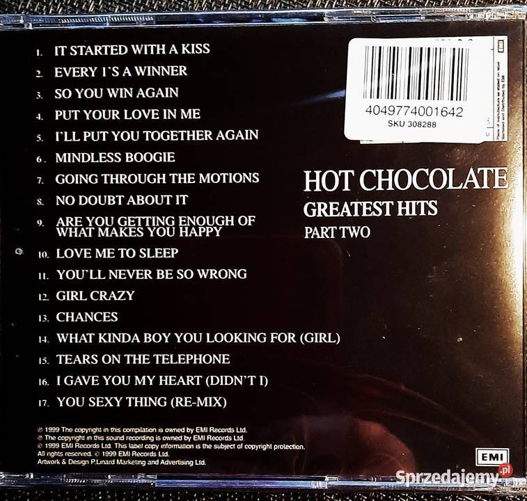 Znakomity Kultowy Album CD HOT CHOCOLATE Album Katowice