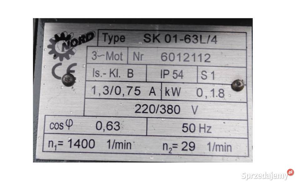 Motoreduktor 018kw 29obrmin NORD sprzedam
