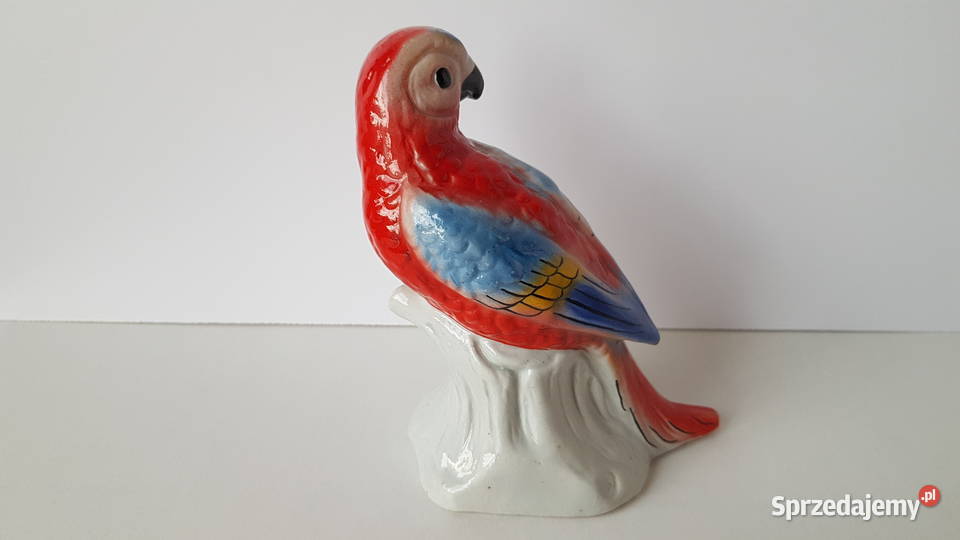 Sygnowana figurka Papuga Steatyt Katowice Dąbrowa Górnicza