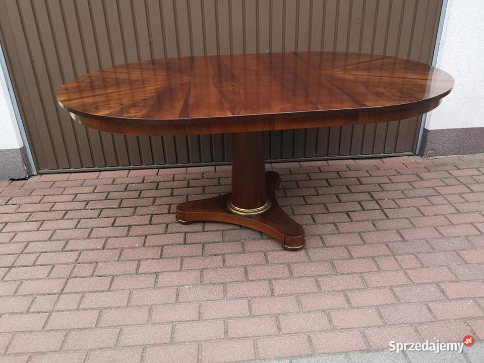 Stół ArtDeco Orzech Biedermeier Unikat Okrągły wielkopolskie Swarzędz