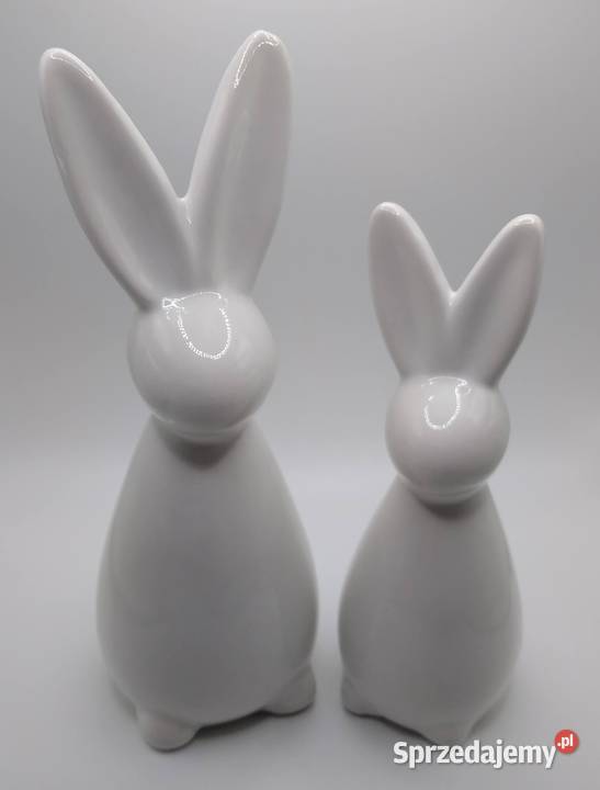 Zając Zające Ceramika Ozdoba 2 sztuki Para biały