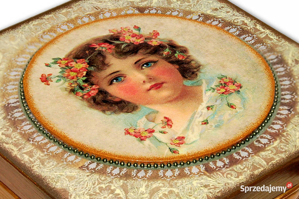 SZKATUŁKA pudełko drewniane VICTORIAN GIRL 20x20 sprzedam