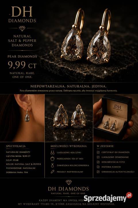 DH Diamonds Naturalna para diamentów Salt Pepper Kolczyki łódzkie Łódź sprzedam