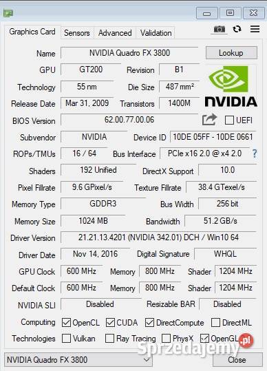 Karta graficzna NVIDIA Quadro FX 3800 Komputery i Akcesoria łódzkie Łódź sprzedam