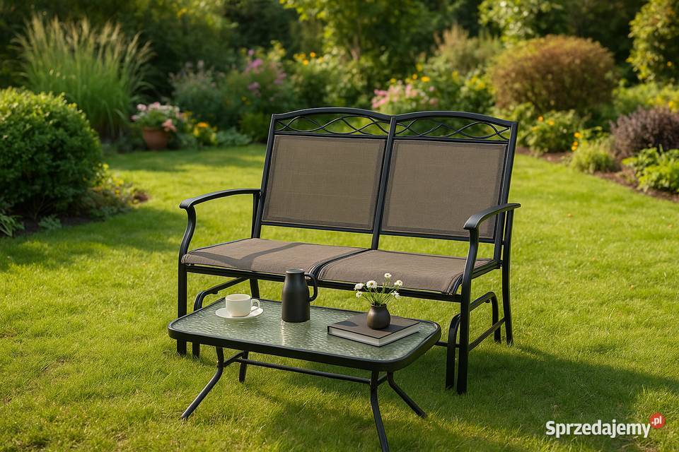 Ławka ogrodowa szklany stolik