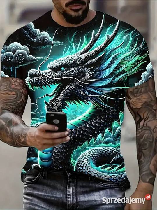 Stylowa koszulka z nadrukiem smoka