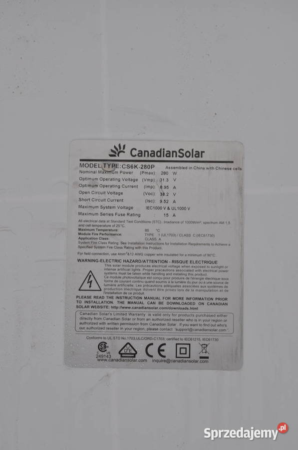 Panele fotowoltaiczne 280W Stary Sącz