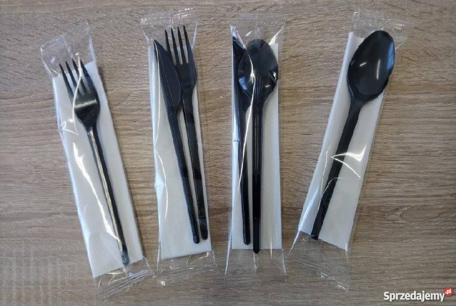 Sztućce jednorazowe pakowane zestawy białe Lublin sprzedam
