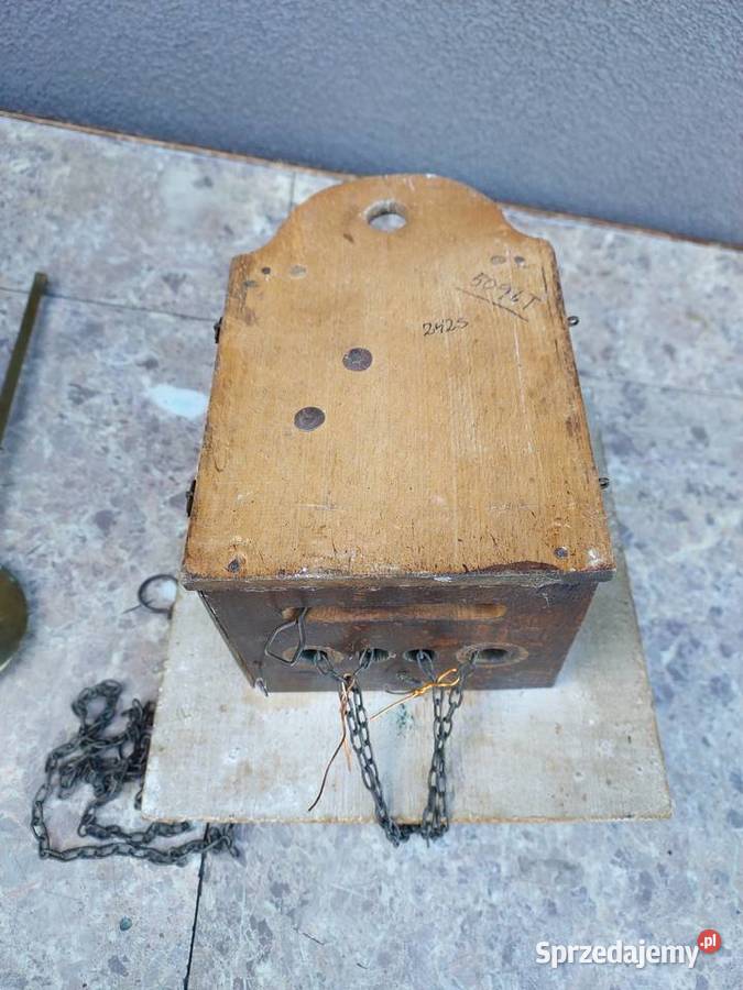 Stary ludowy zegar ścienny łańcuchowy szwarcwald Tczew