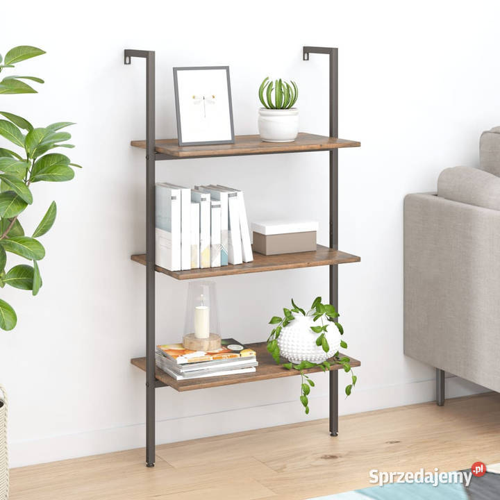 Regał z 3 półkami ciemnobrązowoczarny 64x35x1205 Regały Meble