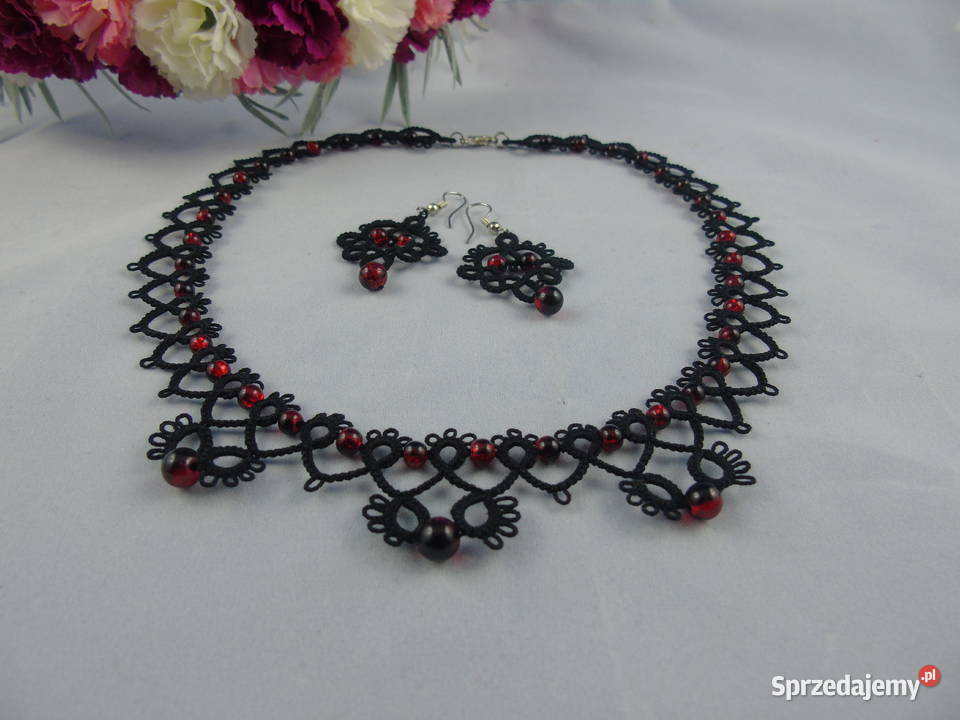 Biżuteria frywolitkowa Naszyjniki Wiśniowa