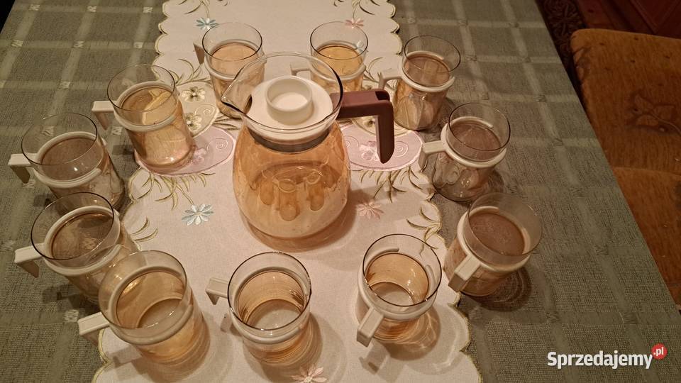 Dzbanek i szklanki szkło miodowe Lublin