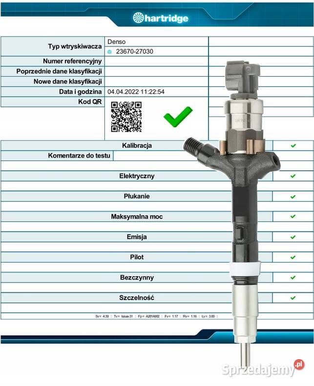 Wtryskiwacz 1 Denso 2367027030 Toyota RAV 4 Miszewo