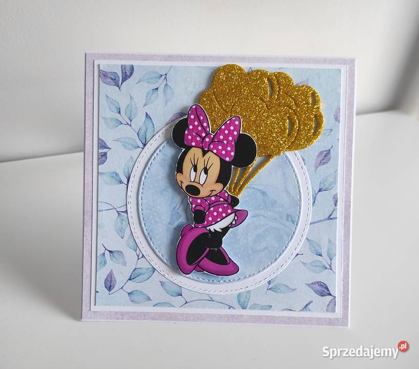 Kartka na urodziny ręcznie robiona z Myszką Łódź