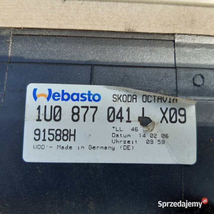 szyberdach SKODA OCTAVIA II KOMBI 6X0877255A Pozostałe Motoryzacja Dębno