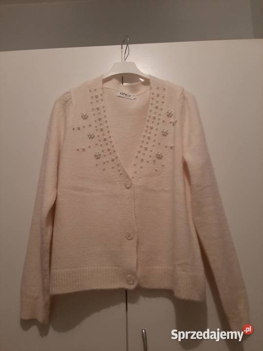 Sweter biały rozpinany Rozpinane Osie