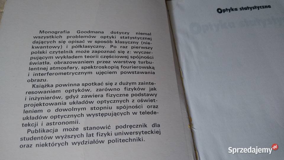 Optyka statystyczna Joseph W Goodman pomorskie Gdańsk