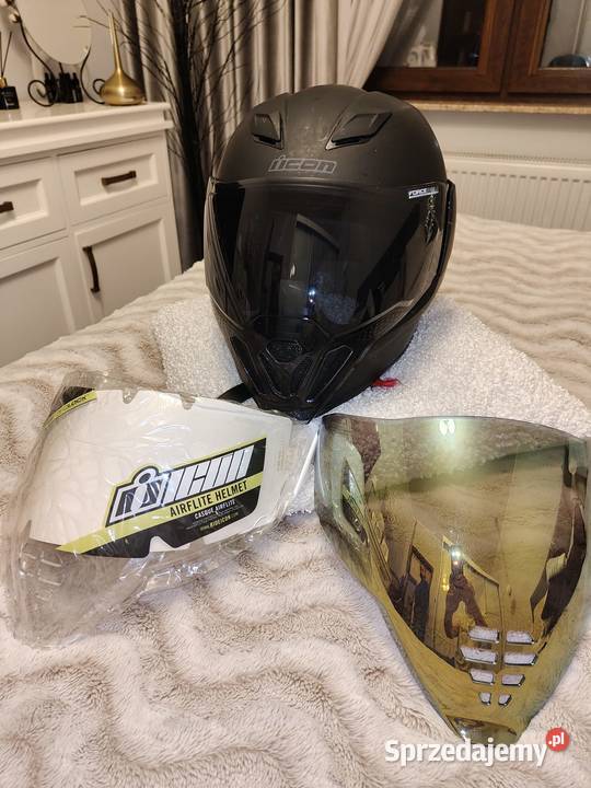 Kask motocyklowy Icon Airflite Black Dark XL kujawsko-pomorskie Toruń