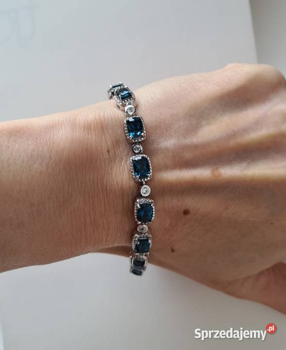 Srebrna bransoletka z Topazem London Blue i Otwock