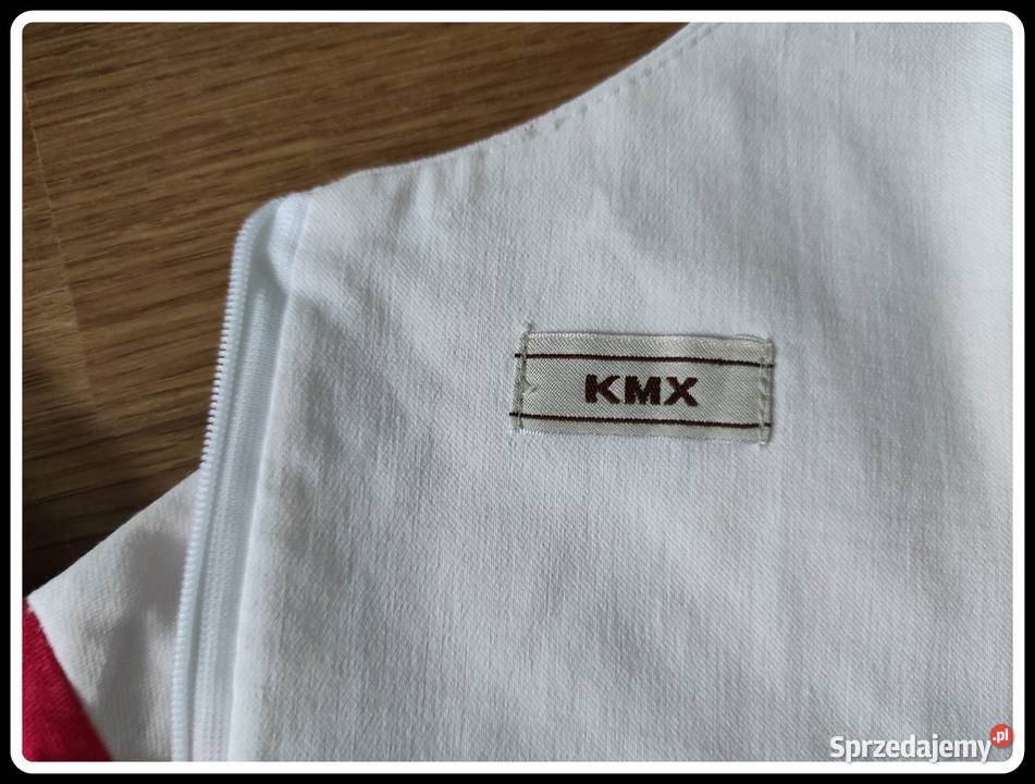 KMX sukienka biała w kwiaty 40 L z podszewką różowy mazowieckie