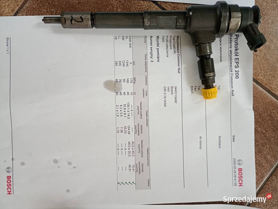 Wtryskiwacz 0445110408 valtra Fendt Massey wielkopolskie Turkowice