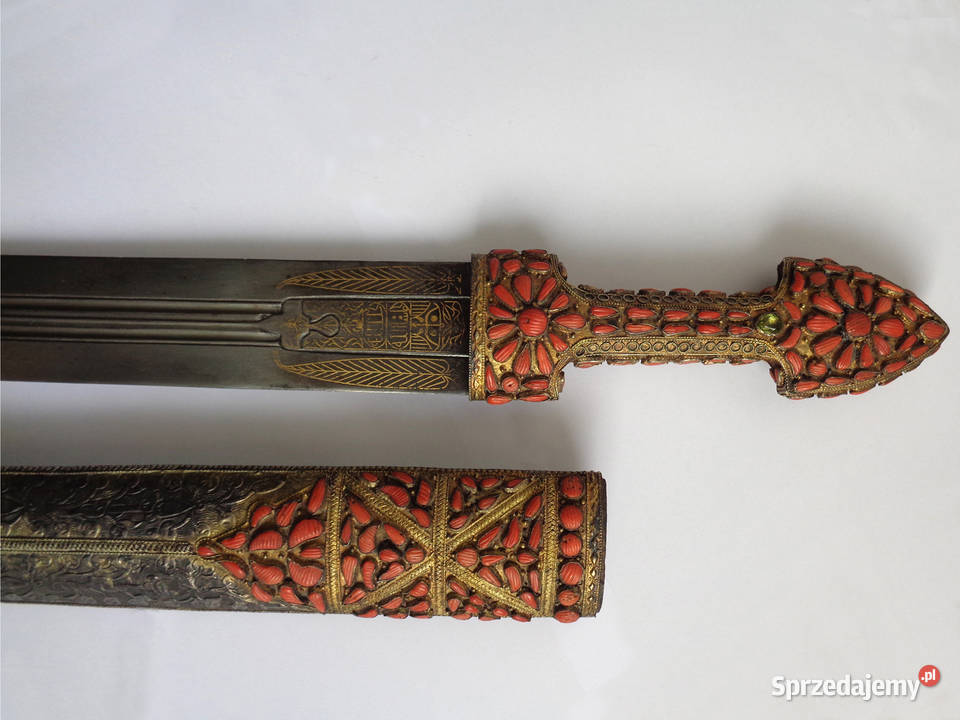 Duży Sztylet Ozdobny Dagger z Koralami