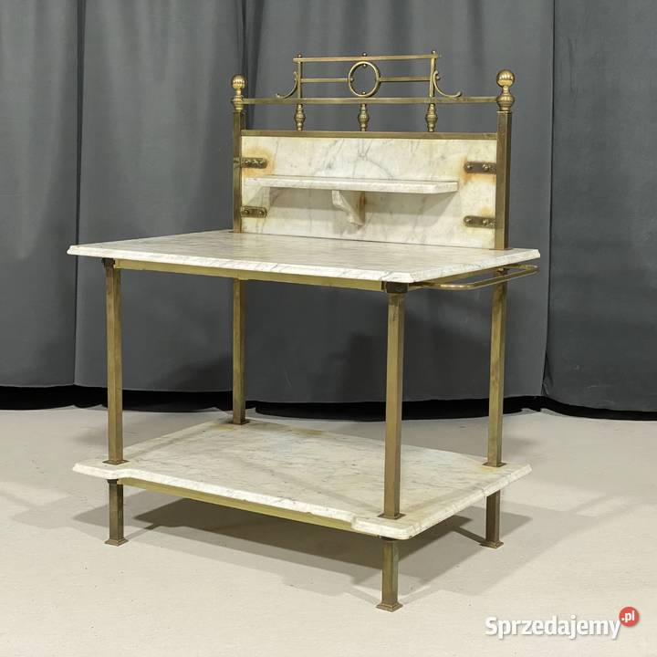 Antyczna konsola etażerka marmurowa z mosiężnym Budno sprzedam
