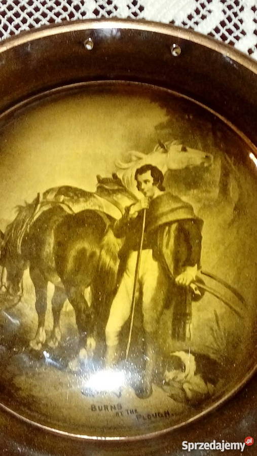 Pateratalerz kolekcjonerski XIXw Robert Burns Porcelana i szkło