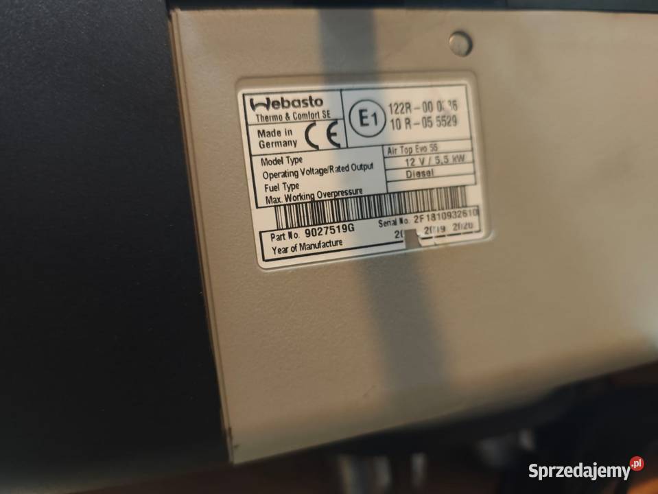 Webasto AirTop EVO 55 12V słupek stan nowe Radomsko