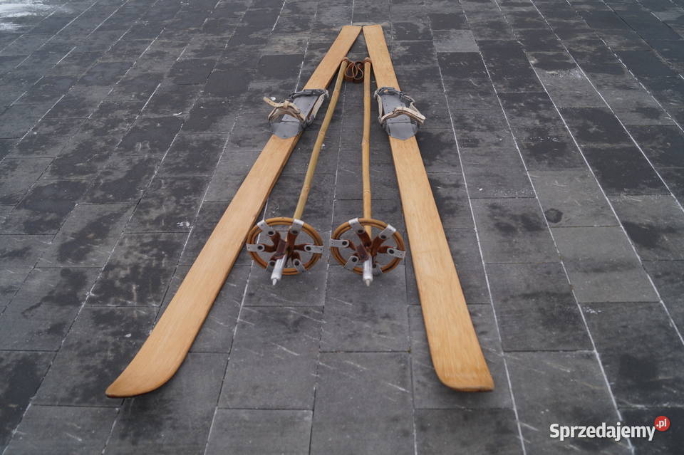 Stare narty jesionowo hikorowe 190 kijki Pruchnik