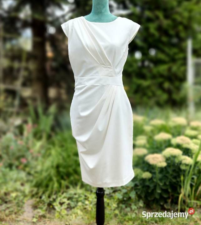 Biała kremowa sukienka Next 40 L elegancka midi Next Spódnice i sukienki Szczecin